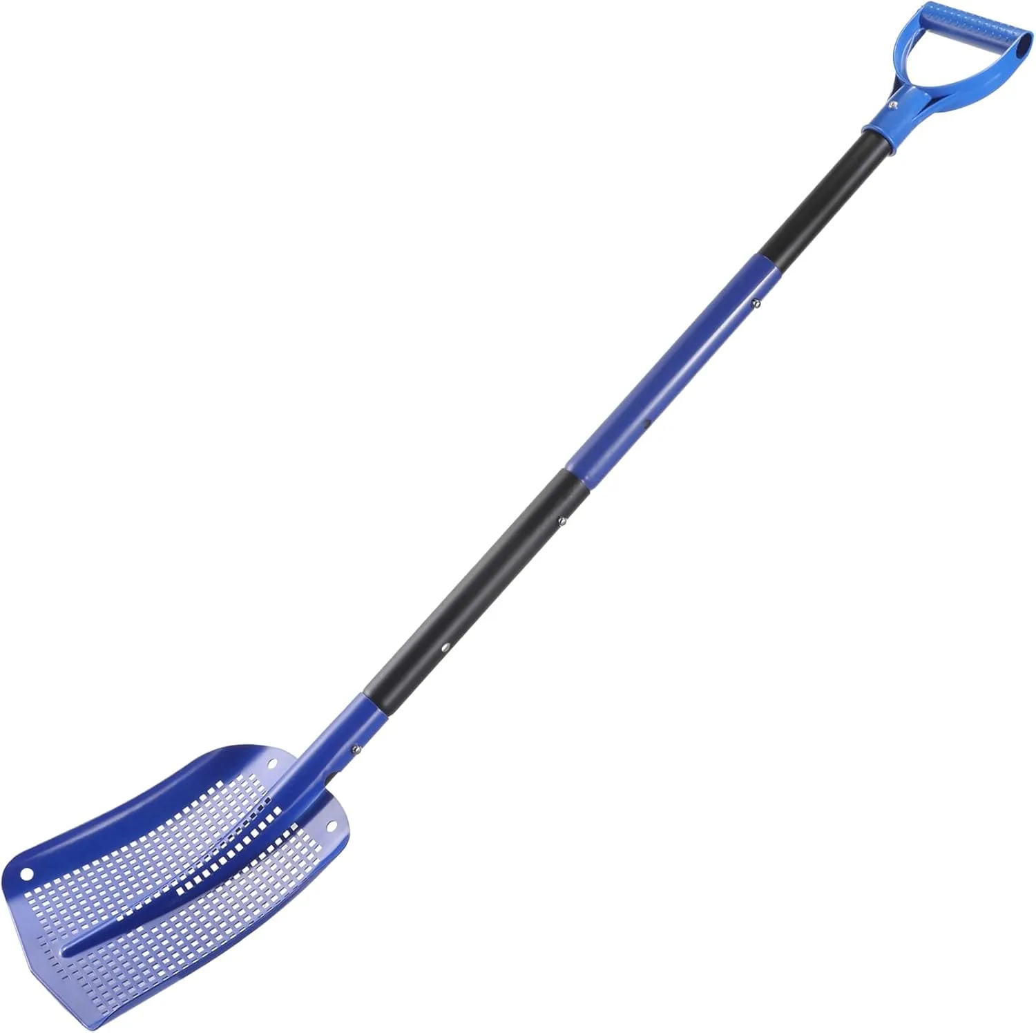 Aluminum Digger Sifter Shovel, Treasure Sieve Shovel for Screening, Sand Sifter for Beach Fun or Farm Chicken Coop & Goat Stall, Sand Poop Cleaning, a Storage Bag, Super Lightweight, 47.7''