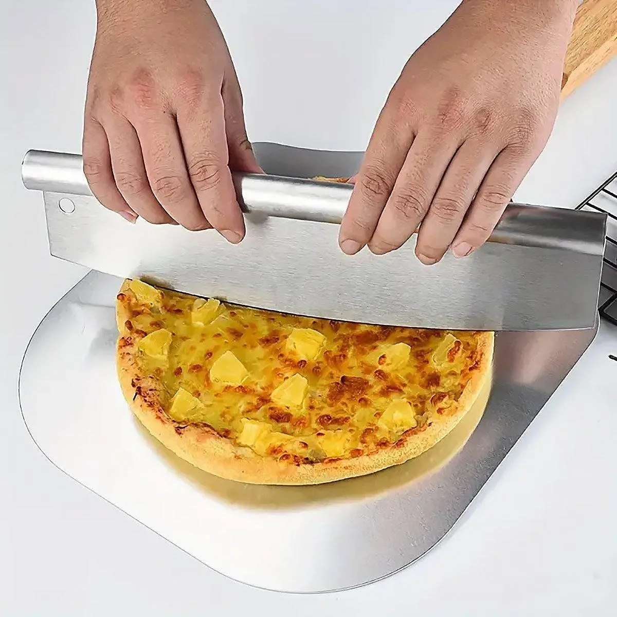 Aluminum Pizza Shovel 12Inch Pizza Transfer Tool with Pizza Cutter and Wheel Set