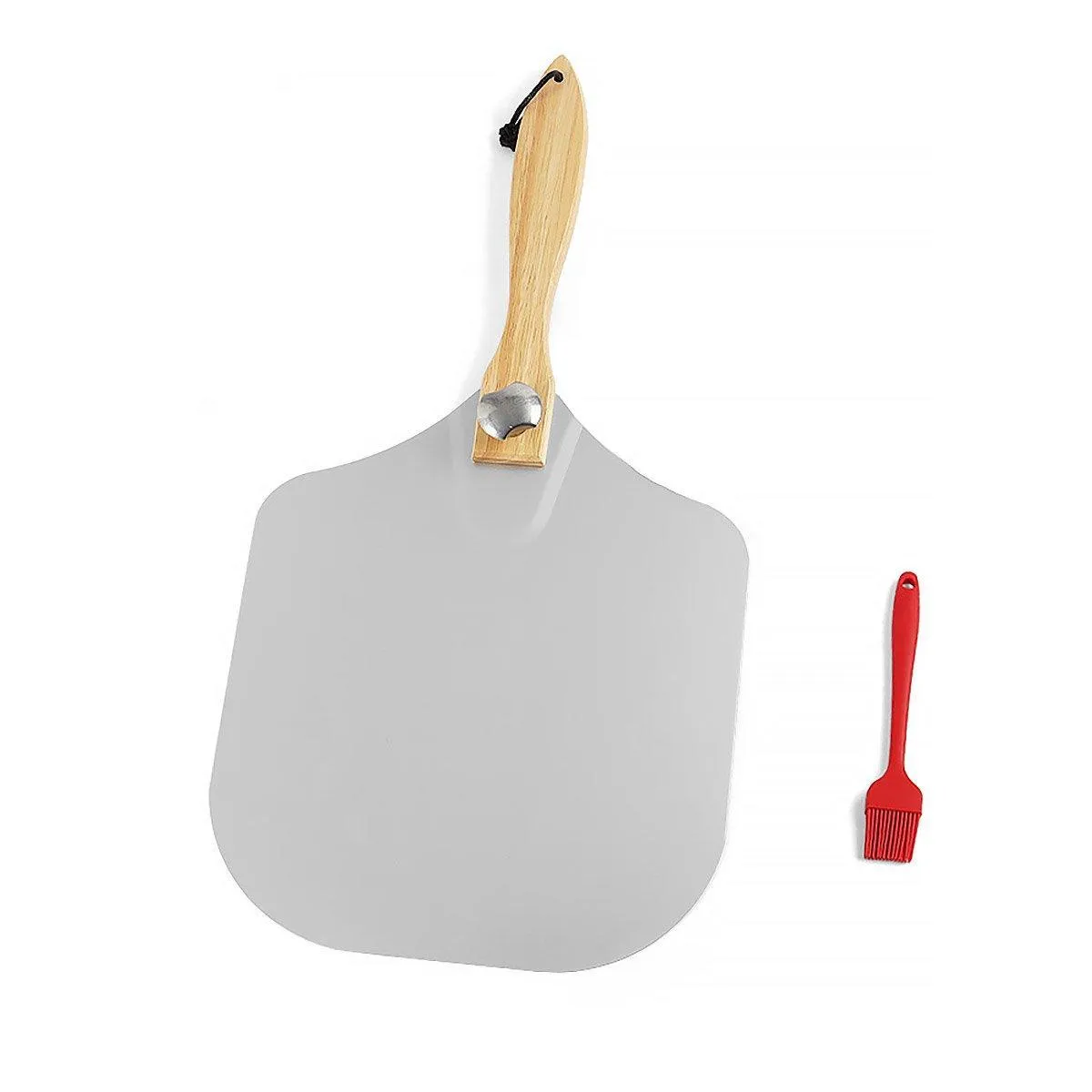 Aluminum Pizza Shovel 12Inch Pizza Transfer Tool with Pizza Cutter and Wheel Set