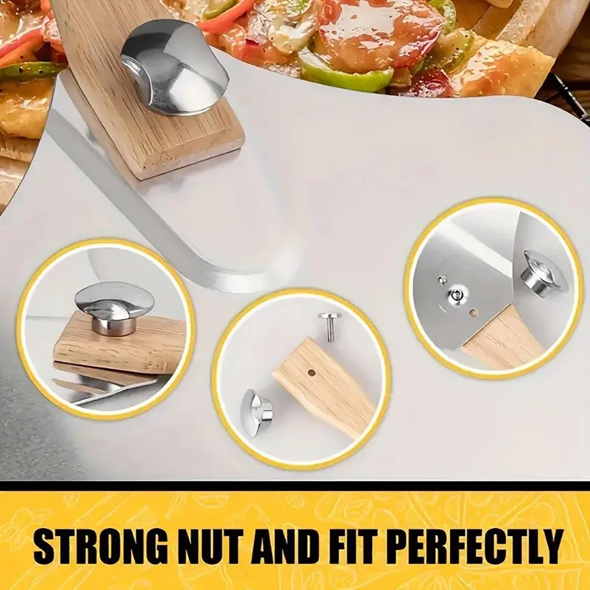 Aluminum Pizza Shovel 12Inch Pizza Transfer Tool with Pizza Cutter and Wheel Set