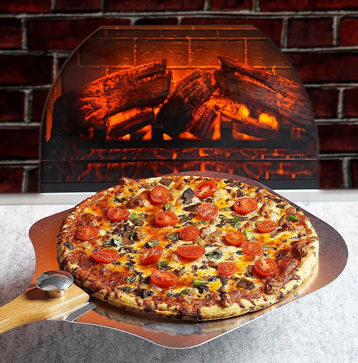 Aluminum Pizza Shovel 12Inch Pizza Transfer Tool with Pizza Cutter and Wheel Set