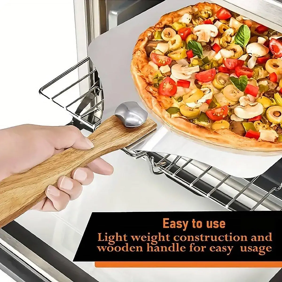 Aluminum Pizza Shovel 12Inch Pizza Transfer Tool with Pizza Cutter and Wheel Set