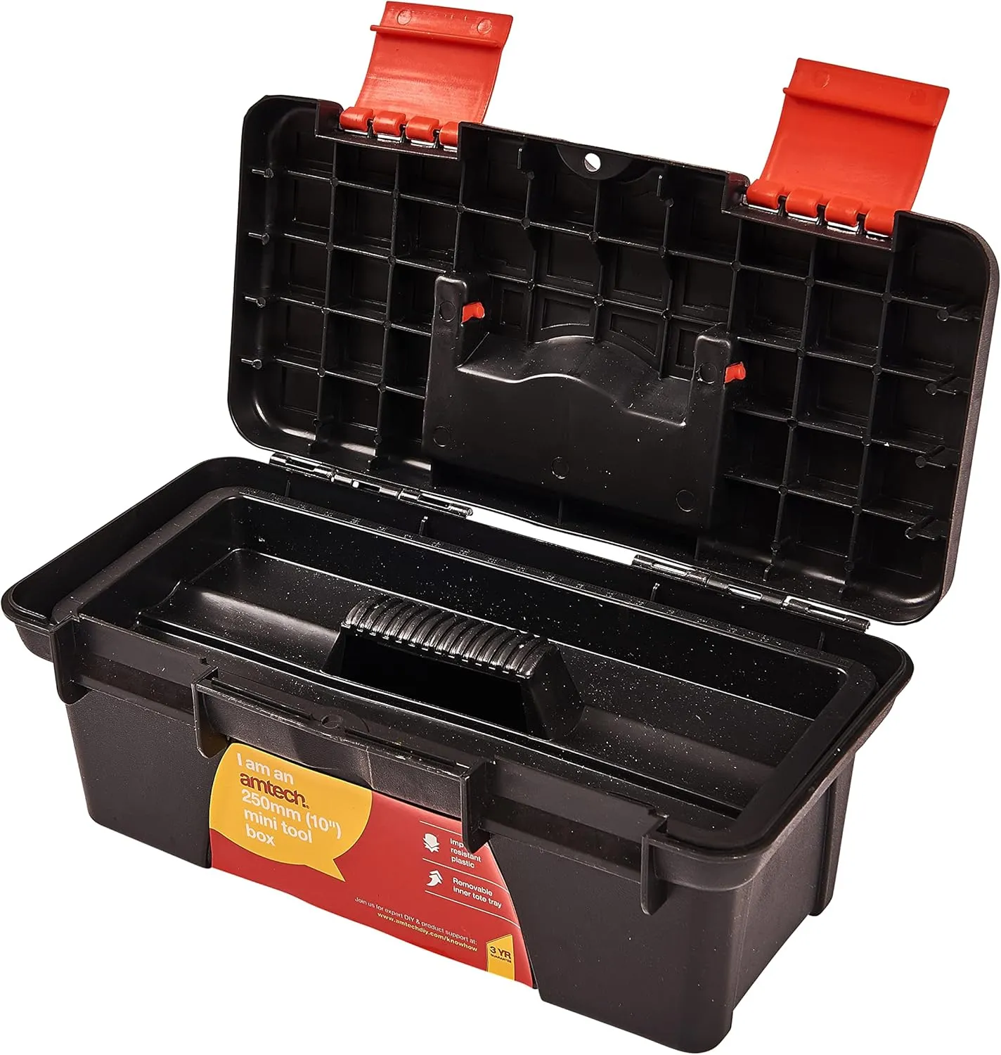 Am-Tech 10" Mini Small Plastic Tool Box With Removable Tray