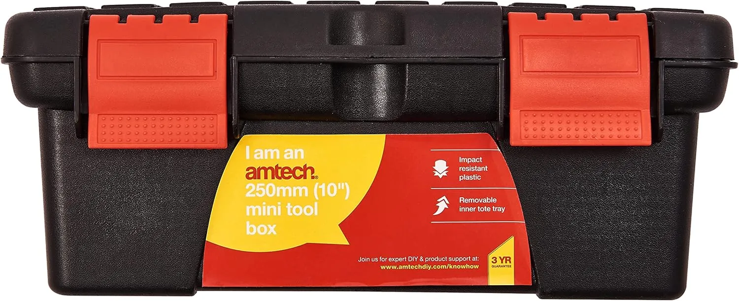Am-Tech 10" Mini Small Plastic Tool Box With Removable Tray