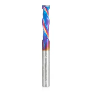 Amana Tool Spektra Extreme Tool Life Coated Solid Carbide CNC Mortise Compression Spiral Router Bit, 46712-K, 1/4 D x 1 CH x 1/4 SHK x 2-1/2 Inch Long 2 Flute