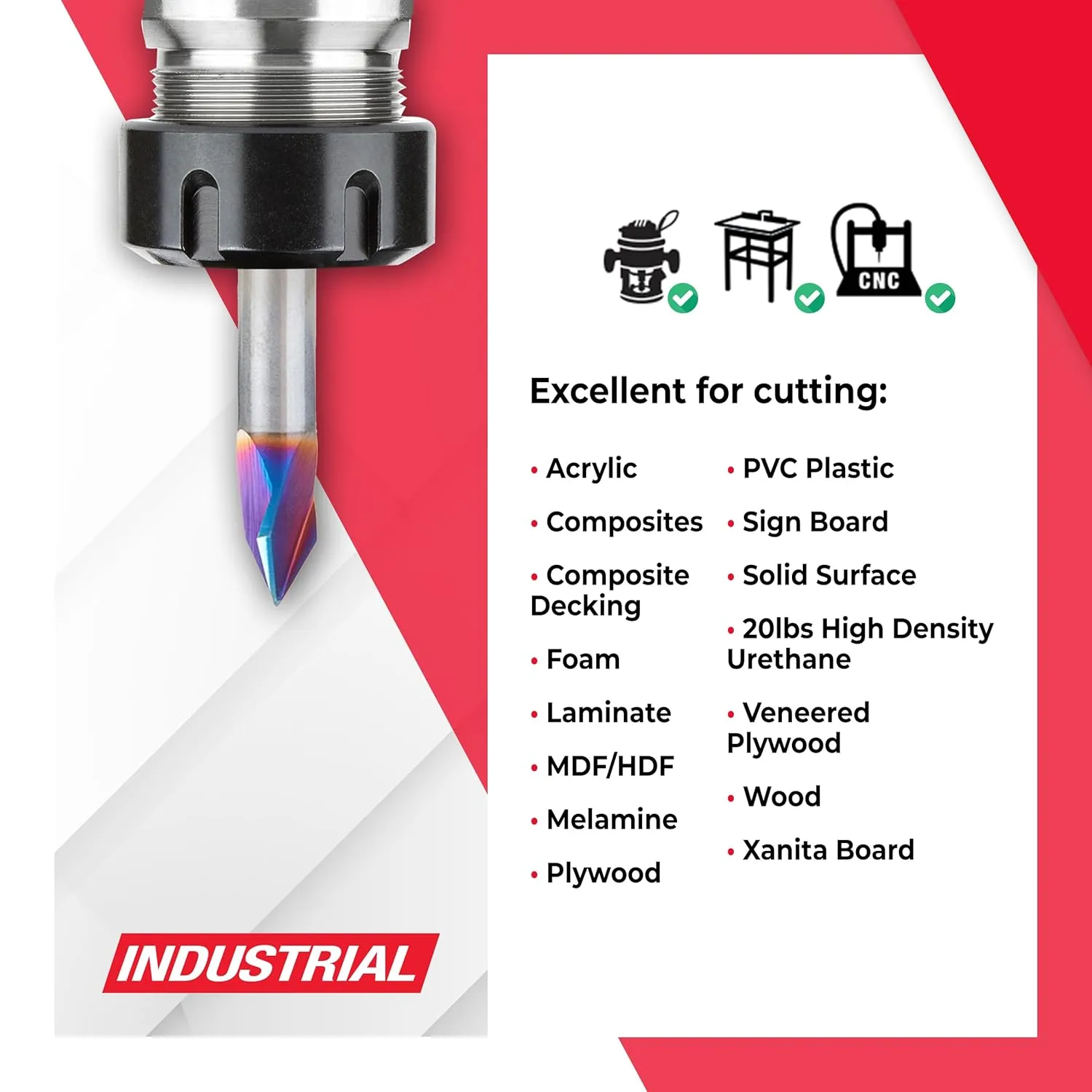 Amana Tool Spektra Extreme Tool Life Coated Solid Carbide V-Groove Router Bit, 45624-K, 60 Degree x 1/4 D x 7/32 CH x 1/4 Inch Shank 3-Flute
