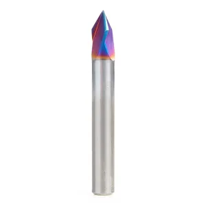 Amana Tool Spektra Extreme Tool Life Coated Solid Carbide V-Groove Router Bit, 45624-K, 60 Degree x 1/4 D x 7/32 CH x 1/4 Inch Shank 3-Flute