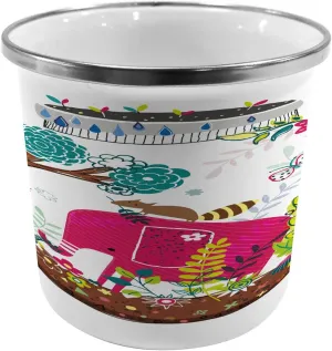 Ambesonne Animal Steel Camping Mug, Colorful Handdrawn Animals Elephant Squirrel Tree Floral Jungle Nature Illustration, Printed Thermal Cup for Camping and Outdoor Activities, Multicolor