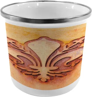 Ambesonne Fleur De Lis Metal Camping Cup, Lily Flower on Plate Floral Design Royal Arms France Sign Cultural Print, Stainless Steel Mug for Indoor and Outdoor Activities, Orange