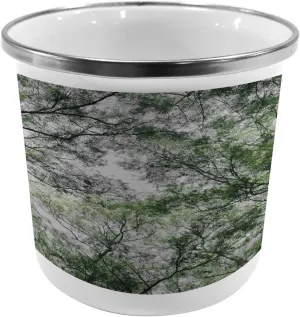 Ambesonne Nature Metal Camping Cup, Tree Branch in Spring Season Jungle Growth Nature Look up Wood Scene Photo Print, Stainless Steel Mug for Indoor and Outdoor Activities, Green