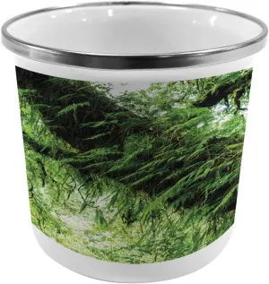 Ambesonne Rainforest Metal Camping Cup, Idyllic Atmosphere in Tropical Jungle on Springtime Natural Relaxation Theme, Stainless Steel Mug for Indoor and Outdoor Activities, Green Brown