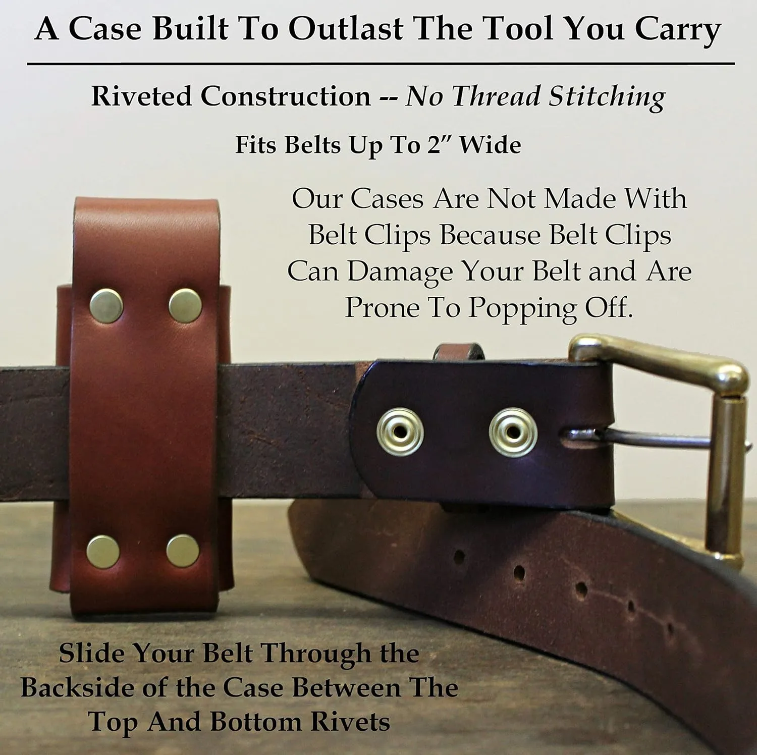 American Bench Craft Riveted Leather Multi Tool Case fits Leatherman Free P2 & P4 & Signal - Tan Leather Sheath