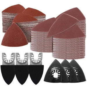 Aoozy 196 Multi Tool Sandpaper Kit for attaching Most Oscillating Tool Sanding Pads, Compatible with Most Bosch/Dewlta/Fein Brands, Multiple Grits Available for Sanding Hardwoods,Metals,Wall Finishes