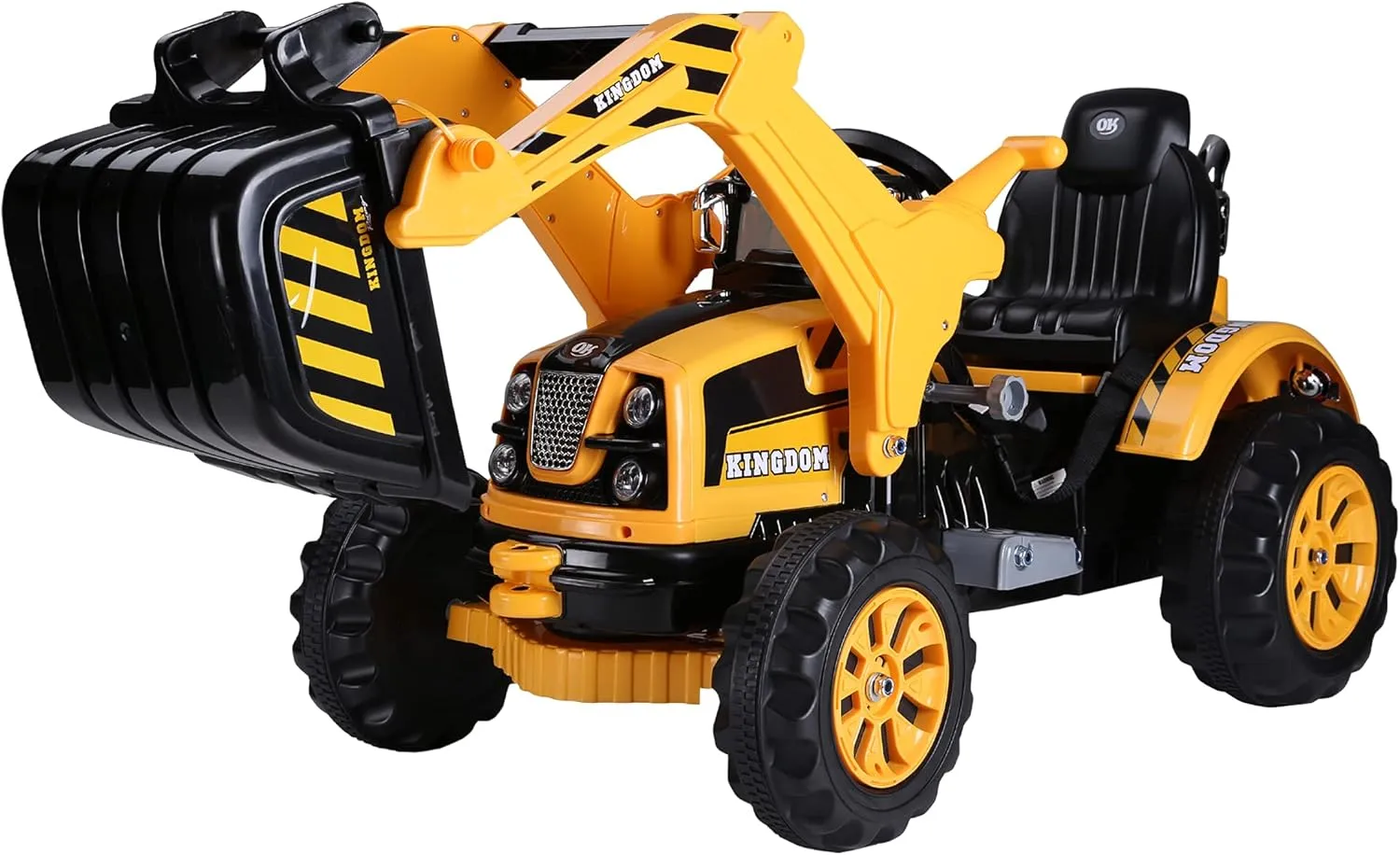 Aosom 6V Electric Kids Ride On Toy Digger Construction Excavator Tractor Vehicle Digger Toy Moving Forward Backward