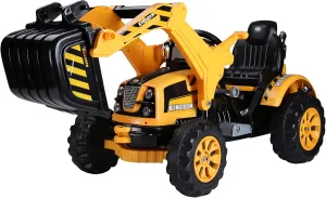 Aosom 6V Electric Kids Ride On Toy Digger Construction Excavator Tractor Vehicle Digger Toy Moving Forward Backward