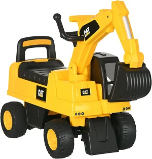 Aosom Excavator Ride on Toy, CAT Licensed Kids Manual Pedal Ride on Excavator with Manual Shovel, Horn, Hidden Storage for 18-36 Months Boys and Girls, Yellow