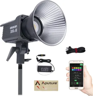 Aputure Amaran 200d S 200d-s 200ds 200W Daylight LED Video Light, CRI 96  TLCI 99  55,800 lux@1m Bluetooth App Control, DC/AC Power Supply Point-Source Light for Studio Photography (200d Upgrade)