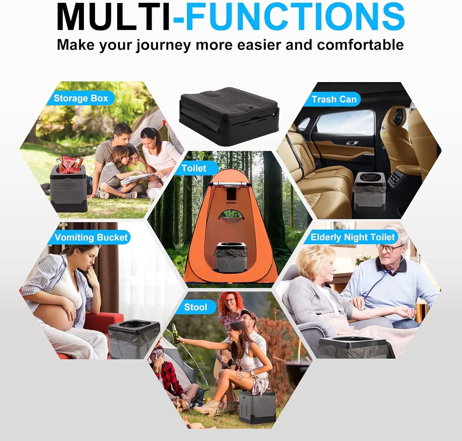 ARCITON PORMYTRIP Portable Toilet Camping Toilets for Car Indoor Outdoor Commode Foldable Travel Potty for Camping,Tent,Hiking,Boating,Long Road Trips,Traffic jam,Home