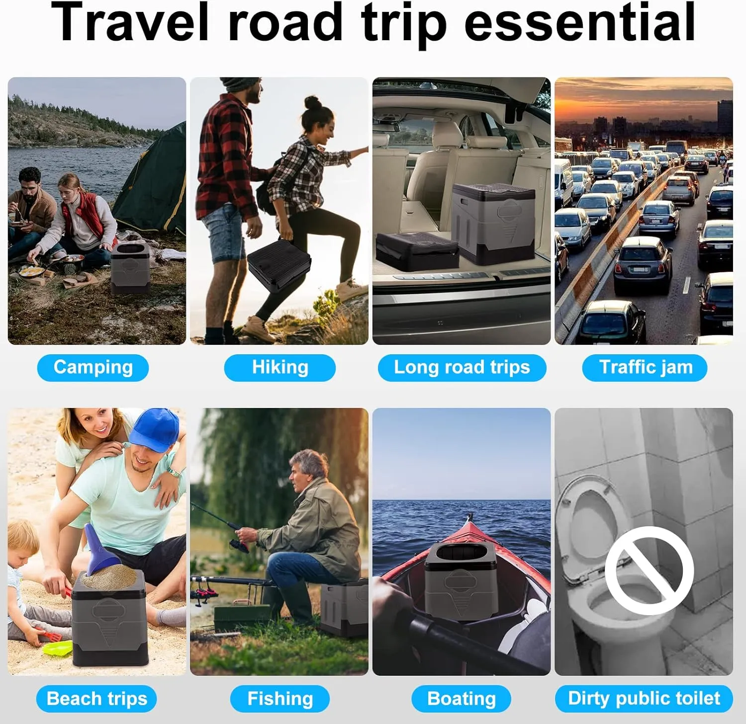 ARCITON PORMYTRIP Portable Toilet Camping Toilets for Car Indoor Outdoor Commode Foldable Travel Potty for Camping,Tent,Hiking,Boating,Long Road Trips,Traffic jam,Home