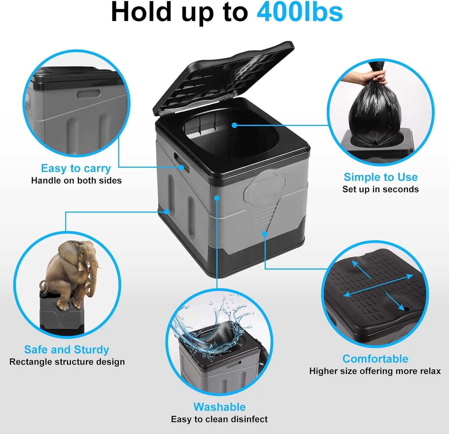 ARCITON PORMYTRIP Portable Toilet Camping Toilets for Car Indoor Outdoor Commode Foldable Travel Potty for Camping,Tent,Hiking,Boating,Long Road Trips,Traffic jam,Home