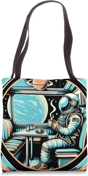 Astronaut Having a Cup of Coffee Trippy Relaxing Tranquility Tote Bag