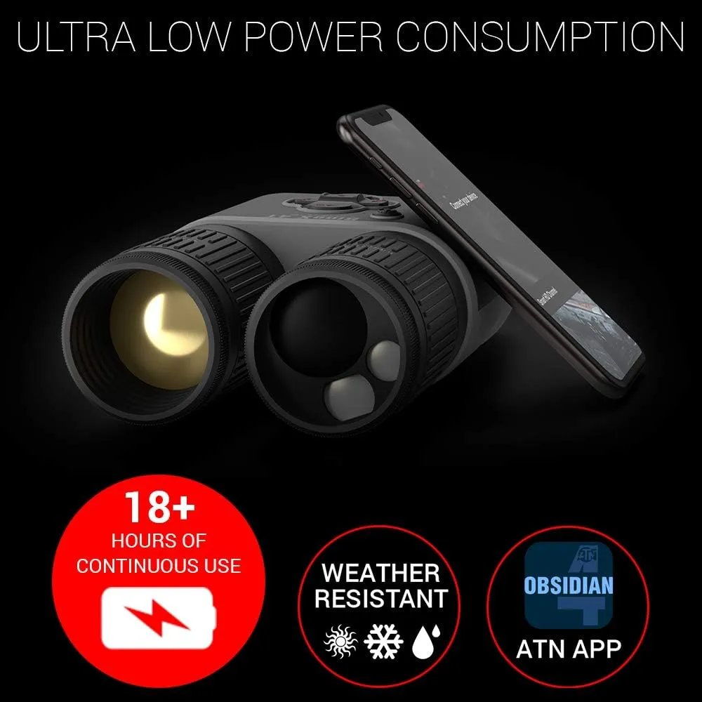 ATN BINOX 4T 384x288, 1.25-5x Smart HD Thermal Binoculars w/Laser Rangefinder, Video Record, Wi-Fi, E-Compass, 16hrs  Battery Power