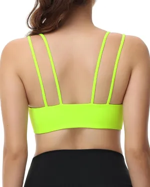 Attifall B/C Cup Low Support Crop Sports Bra Low Impact Camisoles Comfy Spaghetti Strap Yoga Gym Workout Bras
