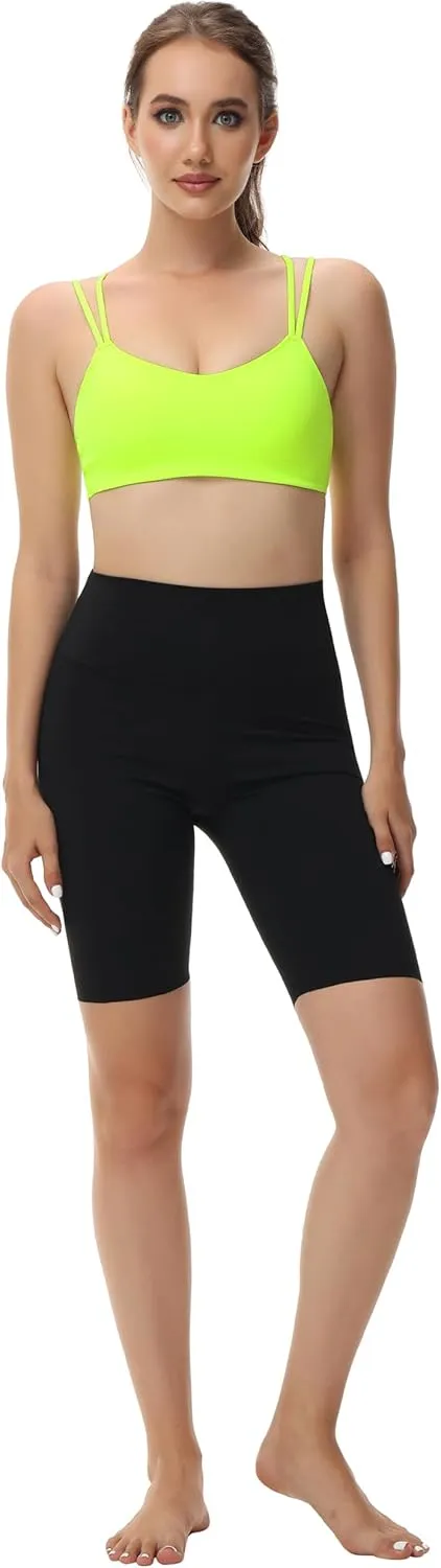 Attifall B/C Cup Low Support Crop Sports Bra Low Impact Camisoles Comfy Spaghetti Strap Yoga Gym Workout Bras