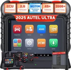 Autel MaxiSys Ultra OBD2 Scanner: 2025 Top MSULTRA Intelligent Scanner, 5-in-1 VCMI ECU Programming Coding 40 Resets Bidirectional Tests 2.0 Topology Upgraded of Ultra Lite/MS909EV/ MS919 /MS909