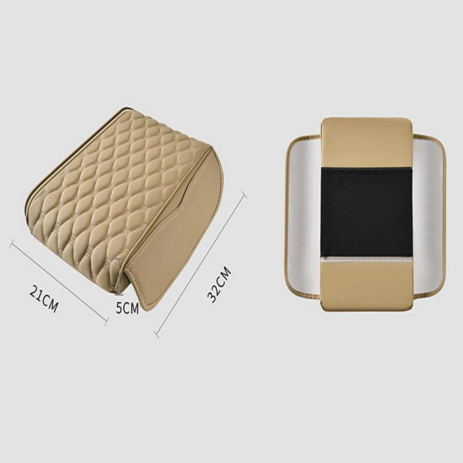 Automobile Armrest Covers for Lamborghini Gallardo/Islero/Jalpa/Jarama/Miura/Murciélago/Urraco, Center Console Armrest Box Booster Cushion, Auto Console Pad, Interior Accessories,A-Beige