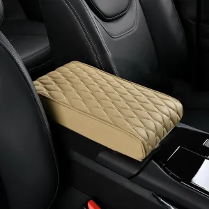 Automobile Armrest Covers for Lamborghini Gallardo/Islero/Jalpa/Jarama/Miura/Murciélago/Urraco, Center Console Armrest Box Booster Cushion, Auto Console Pad, Interior Accessories,A-Beige
