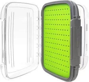 Aventik Silicone Fly Fishing Box Jig Box Waterproof Streamer flies Case Double Sided Clear Lid Storage Lure Case Saltwater Freshwater (L:7.32x4.56x1.57inch)