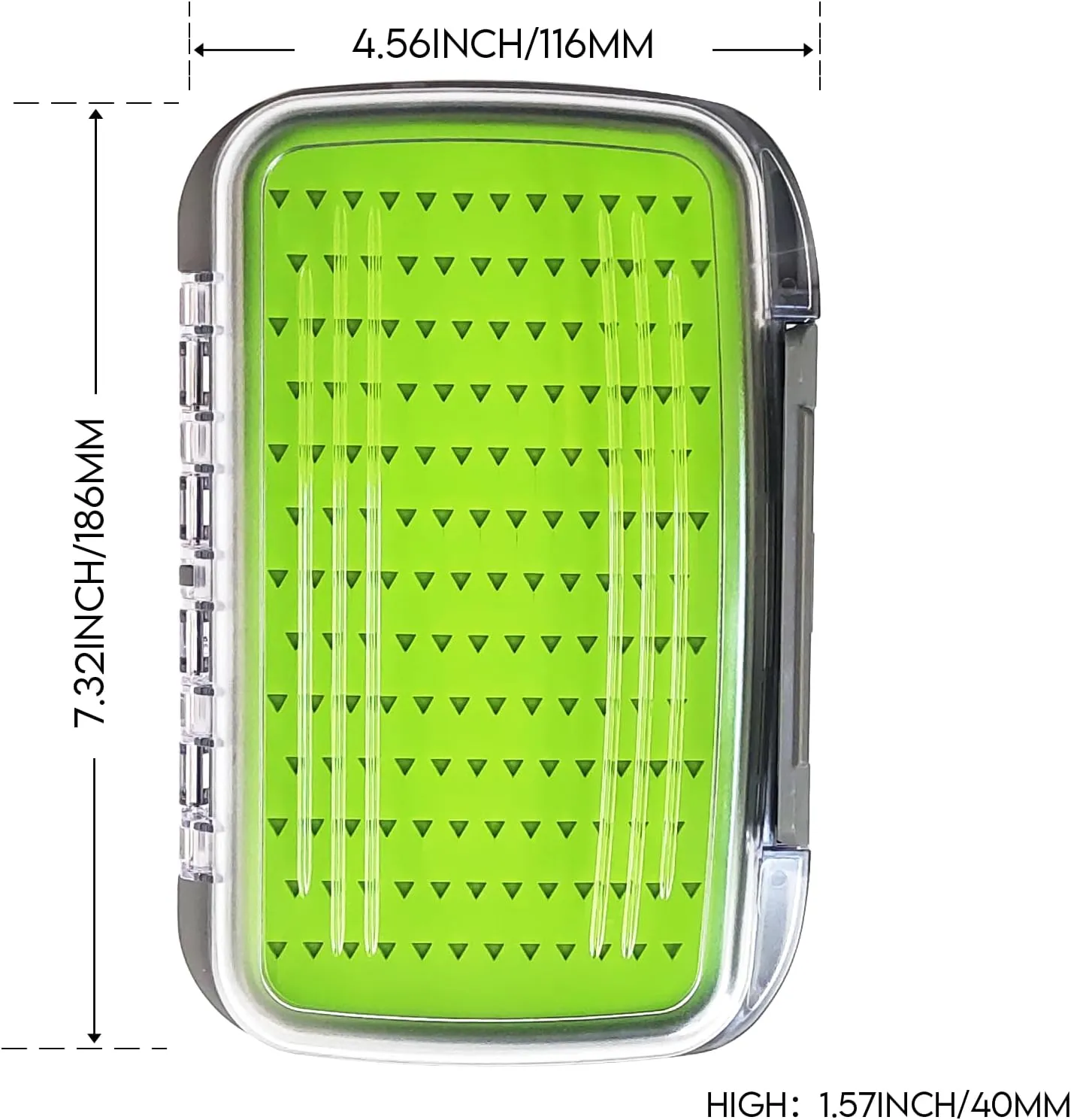 Aventik Silicone Fly Fishing Box Jig Box Waterproof Streamer flies Case Double Sided Clear Lid Storage Lure Case Saltwater Freshwater (L:7.32x4.56x1.57inch)