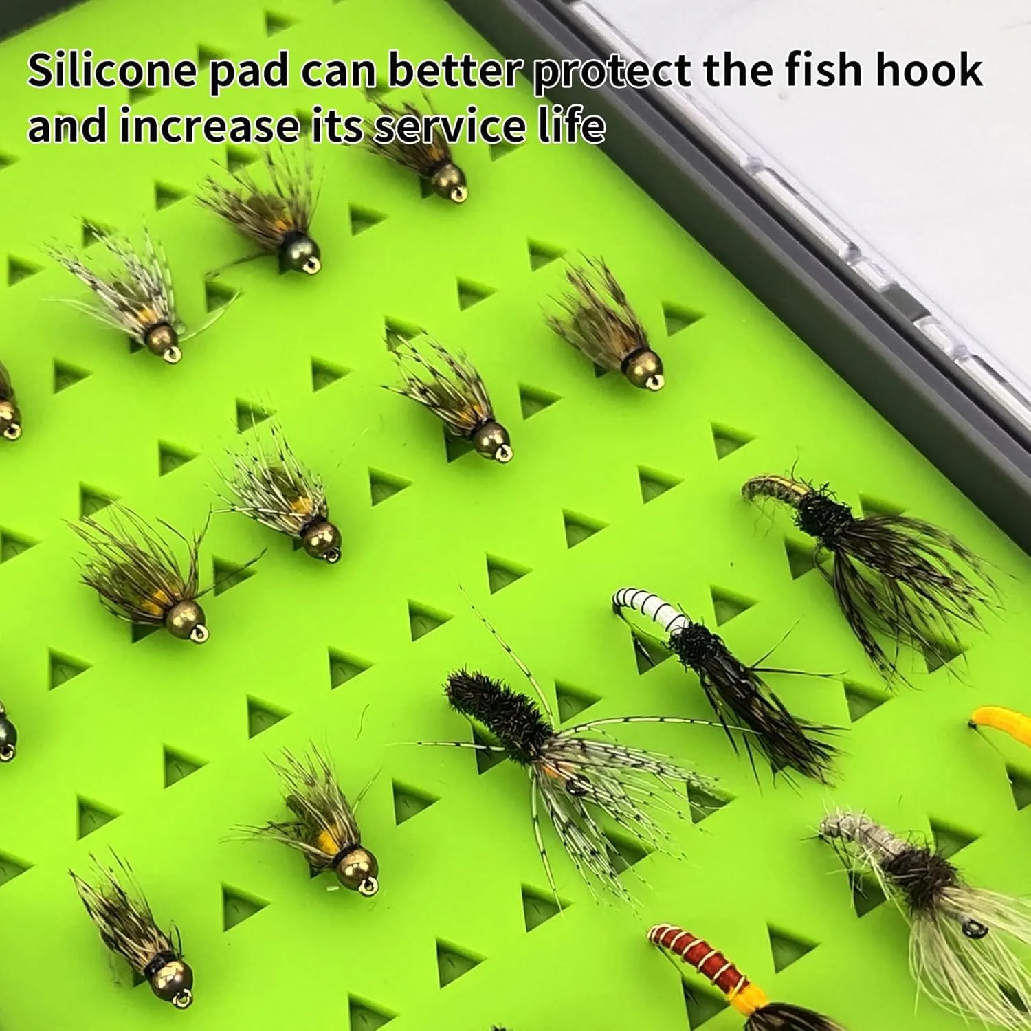 Aventik Silicone Fly Fishing Box Jig Box Waterproof Streamer flies Case Double Sided Clear Lid Storage Lure Case Saltwater Freshwater (L:7.32x4.56x1.57inch)