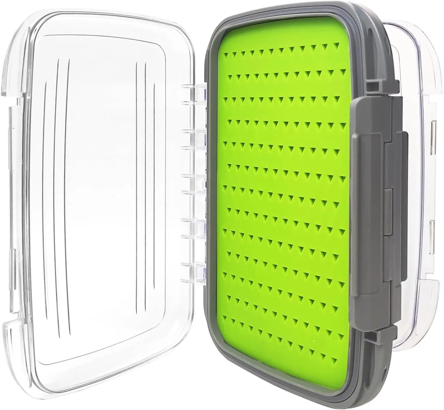 Aventik Silicone Fly Fishing Box Jig Box Waterproof Streamer flies Case Double Sided Clear Lid Storage Lure Case Saltwater Freshwater (L:7.32x4.56x1.57inch)