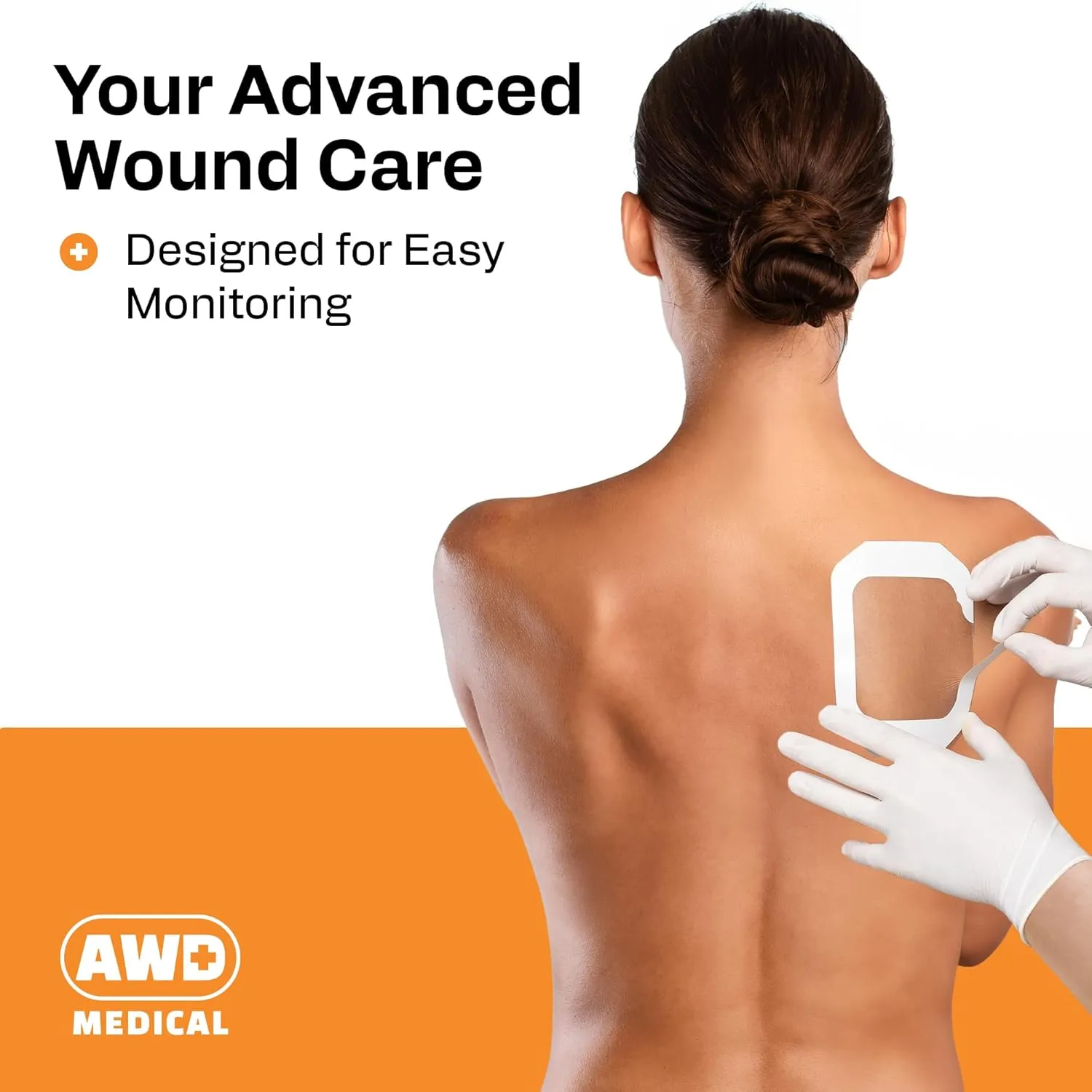 AWD Transparent Film Dressing - Waterproof Transparent Wound Bandage, Adhesive Film Dressing Tape, IV Clear Cover, Shower Shield Waterproof Bandages & Tattoo Cover Up Tape - 4" x 4.75" Box of 50