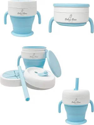 Baby's Brew The 2 in 1 Collapsible Snack and Straw Cup -Blue