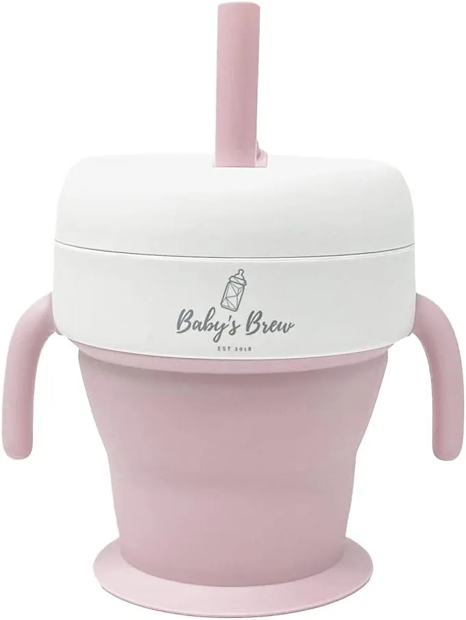 Baby's Brew The 2 in 1 Collapsible Snack and Straw Cup -Pink