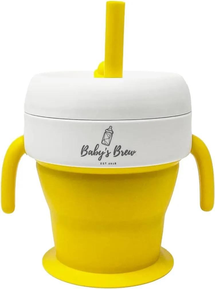 Baby's Brew The 2 in 1 Collapsible Snack and Straw Cup -Yellow