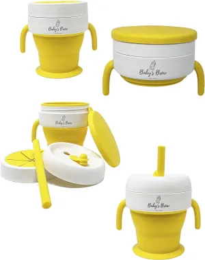 Baby's Brew The 2 in 1 Collapsible Snack and Straw Cup -Yellow