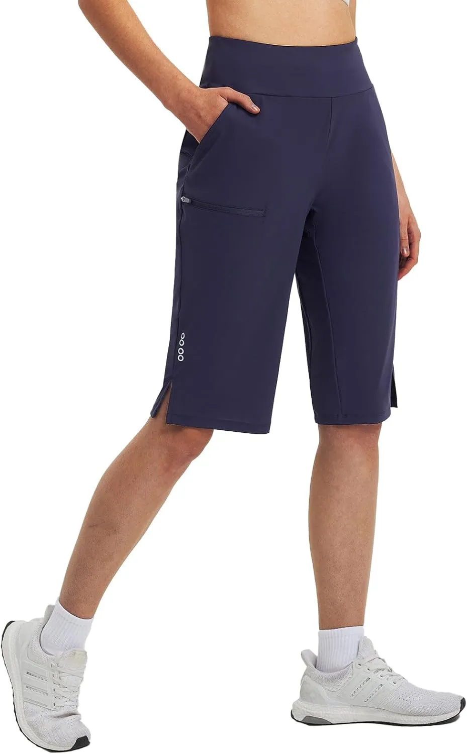 baleaf Women's 14'' Long Shorts Knee Length Capris Quick Dry Lightweight Cargo Hiking Cycling Zipper Pockets UPF 50 