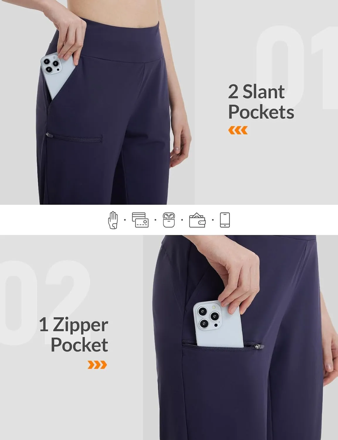 baleaf Women's 14'' Long Shorts Knee Length Capris Quick Dry Lightweight Cargo Hiking Cycling Zipper Pockets UPF 50 