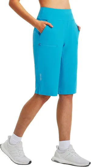 baleaf Women's 14'' Long Shorts Knee Length Capris Quick Dry Lightweight Cargo Hiking Cycling Zipper Pockets UPF 50 