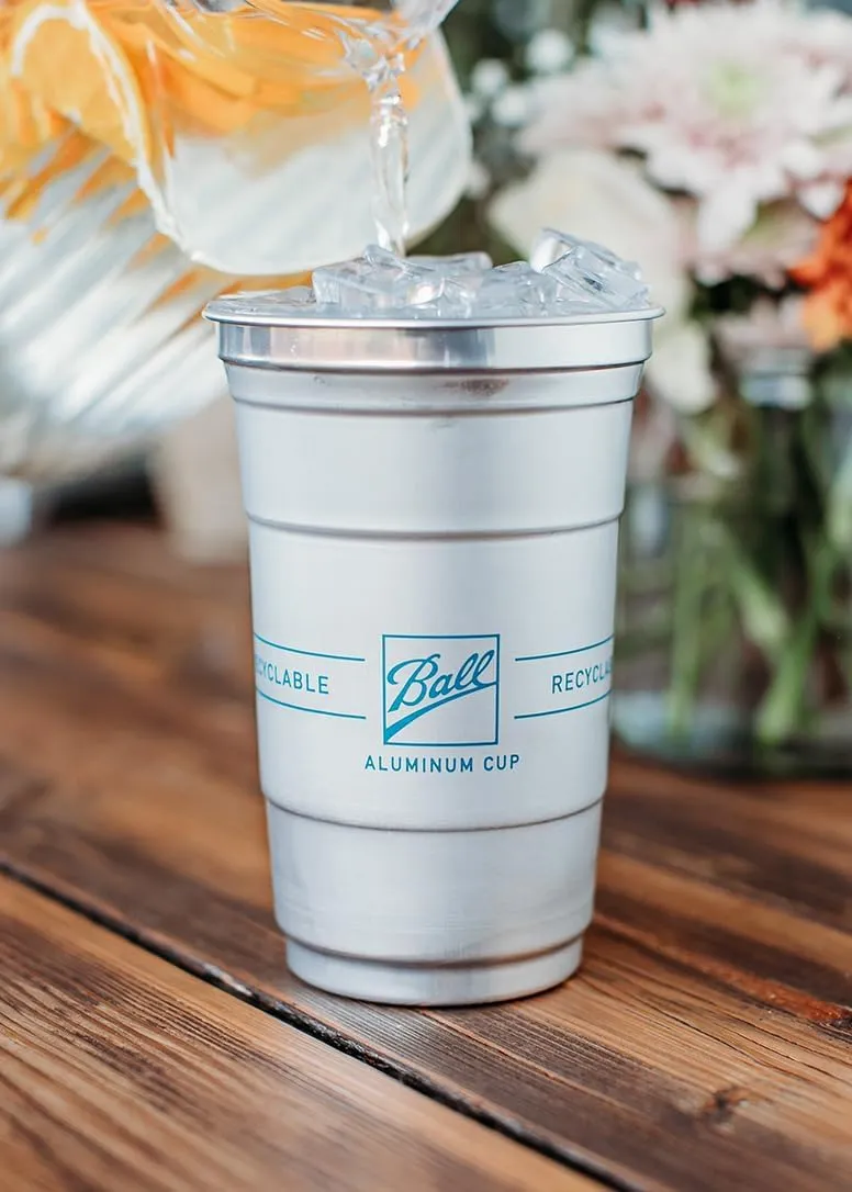 Ball Aluminum Cup Recyclable Party Cups, Ball Logo, 20oz. Cup, 30 Cups Per Pack