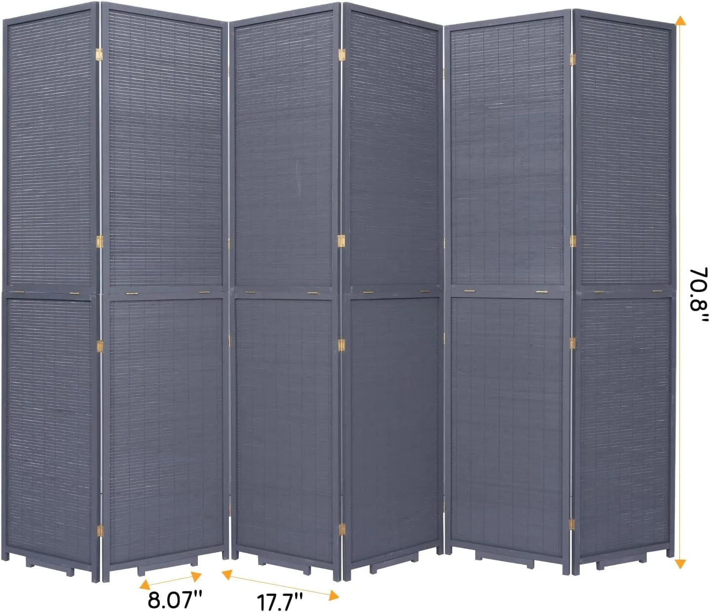 Bamboo Room Divider Folding Privacy Screens, Wall Divider for Room Separation, Portable Room Partitions and Dividers, 5.6FT Bamboo Mesh Woven Room Divider Panel (Grey, 6 Panel)