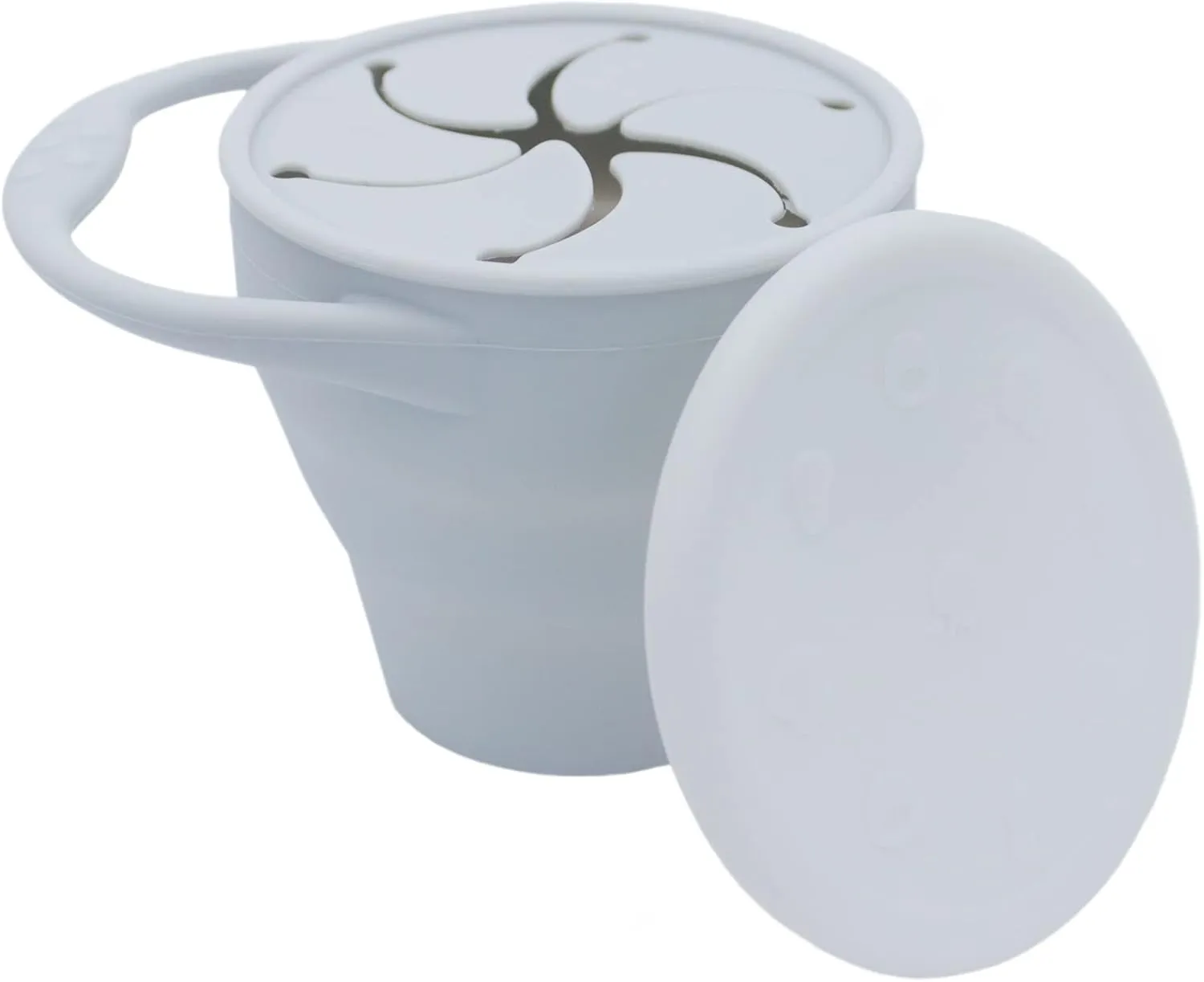 BapronBaby Silicone Collapsible Snack Cup (Gray) - 100% Food Grade Silicone - BPA, Phthalate, and Latex Free - Dishwasher Safe - 6 Months 