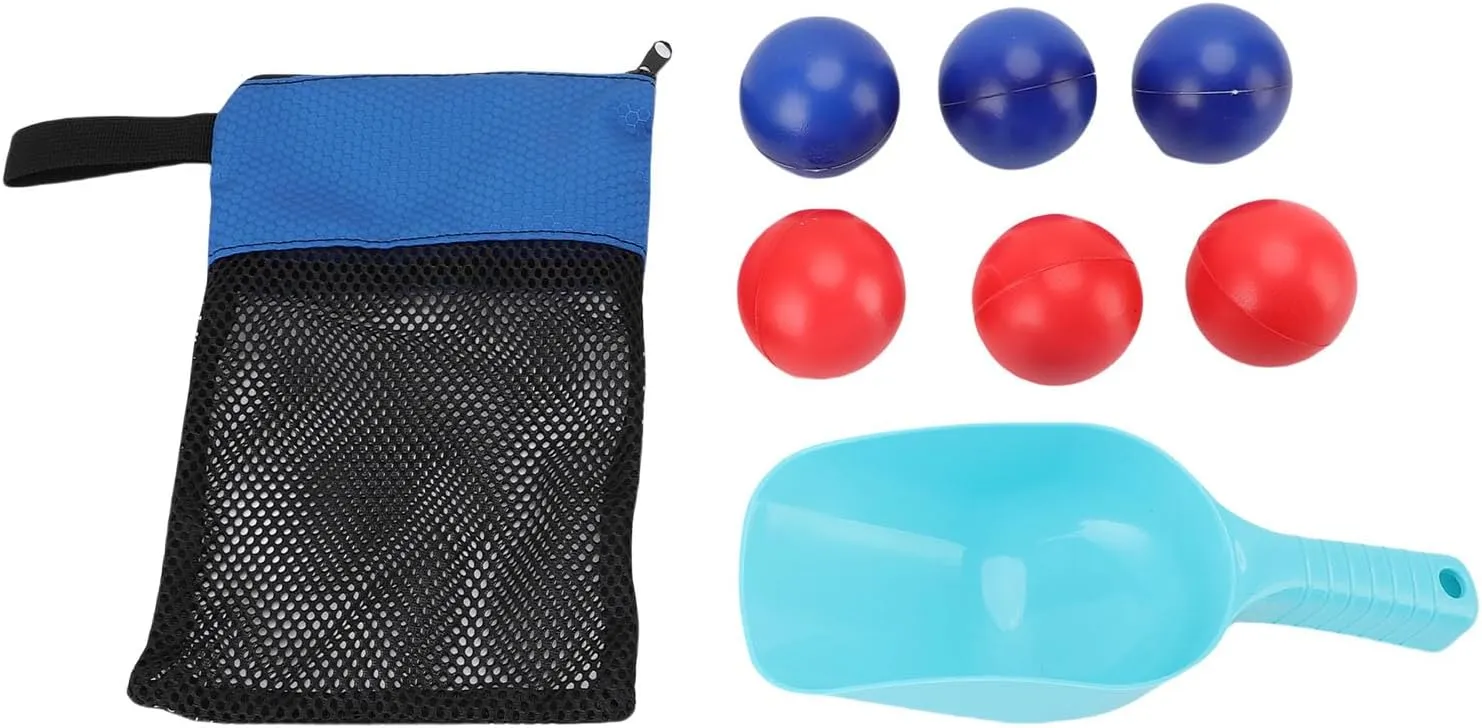Beach Toss Game Set PVC Blue and Red Balls Portable Outdoor Toss Game Beach Accessories with Mesh Bag and Shovel for Adults Teens