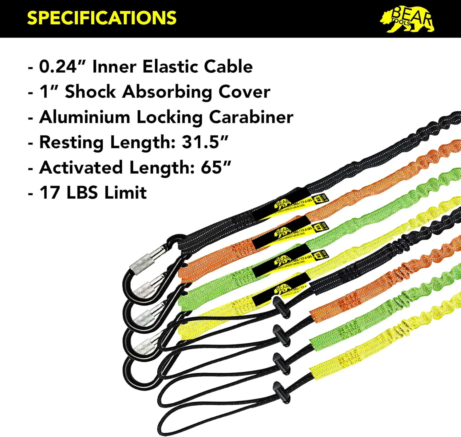 BearTOOLS Screw Lock Safety Lanyard, Tough Scaffold Hard Hat Lanyard with Connector, Adjustable Loop End, Ultra-Durable, Premium Quality Materials, Scaffold, Tools, Construction - Multi Colored (12)