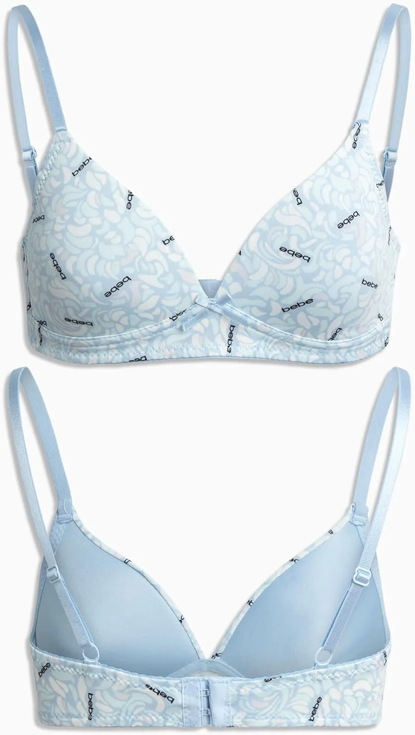bebe Girls' Training Bra - 3 Pack Wire Free Soft Microfiber Molded Bra with Adjustable Straps (A Cup/B Cup)