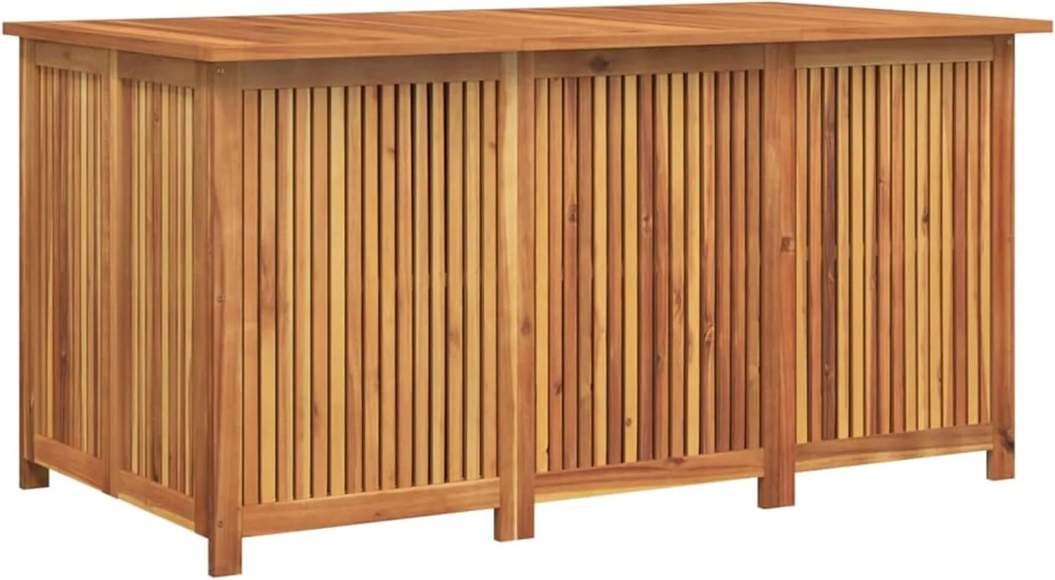 Benjara Outdoor Storage Box, Waterproof PE Bag, 59 Inch Brown Acacia Wood
